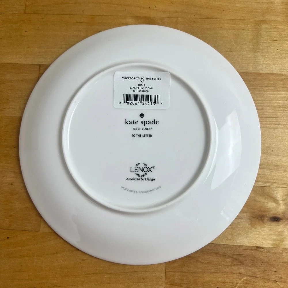 Kate Spade Wickford To The Letter Monogram K Plate‎ Dish Orange Purple Striped